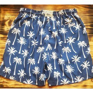 Spicy Tuna Men's Swim Trunks Shorts Palm Trees L Drawstring Waist Beach Summer